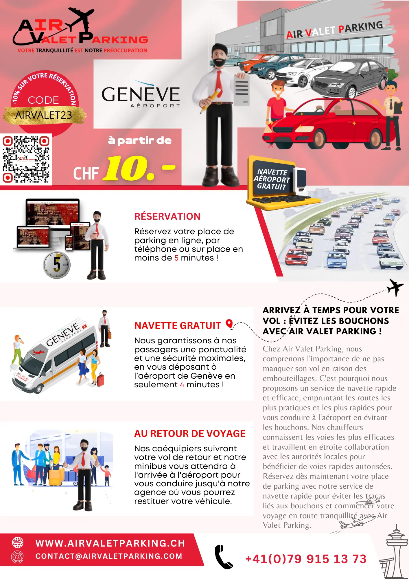 Réservez votre place de parking à l'aéroport de Genève et profitez du service de valet parking chez Air Valet Parking
