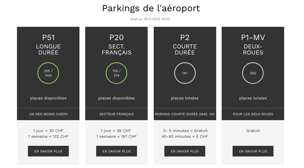 Combien coûte le Parking Aéroport Genève en 2023